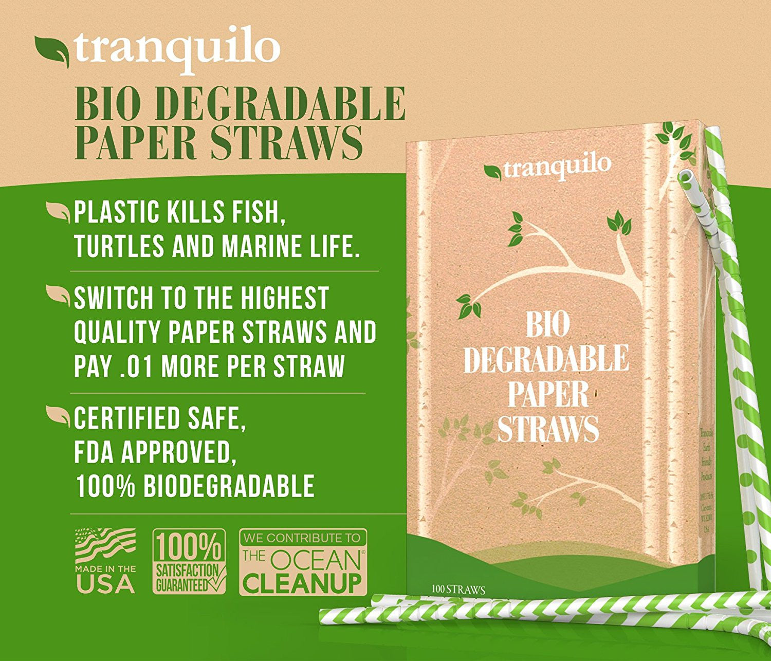 Christmas Themed Paper Straws - Festive Christmas Drinking Replacement Paper Straw - Disposable & Biodegradable - Better Than Plastic Straws - Box of 100 Christmas Paper Straws