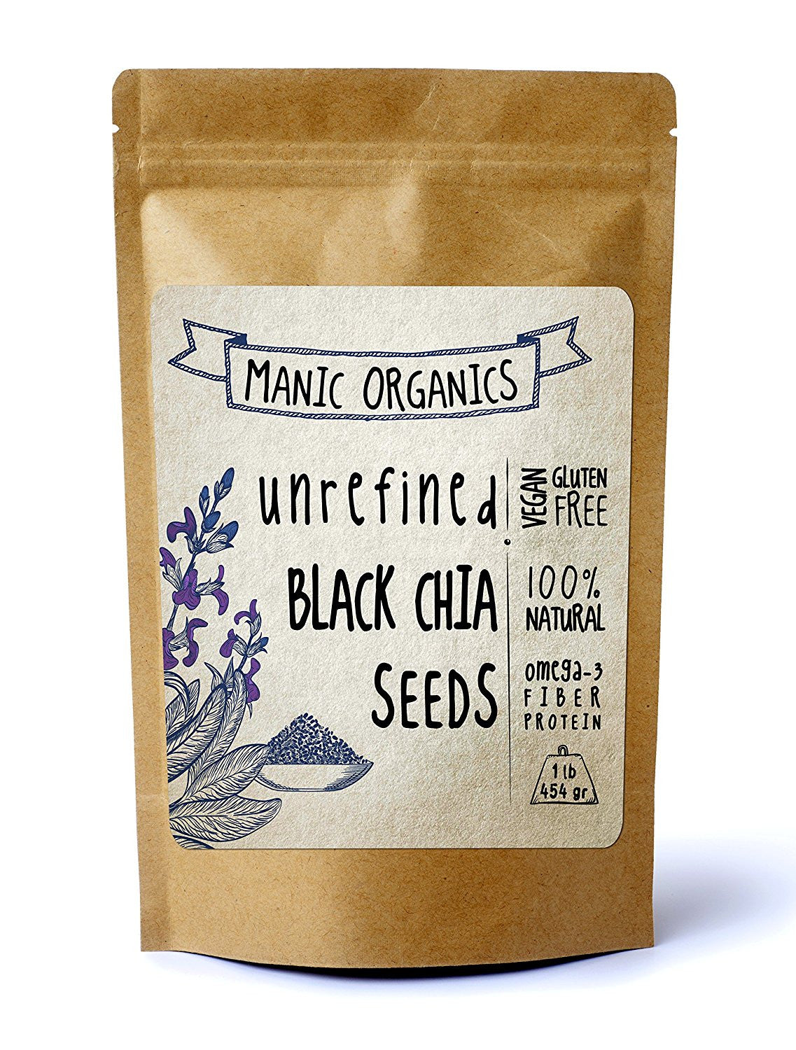 Chia Seeds - Black Chia Seeds - Organic Non GMO Vegan Kosher Paleo - Mayan Superfood - Organically Grown & Hand Picked -