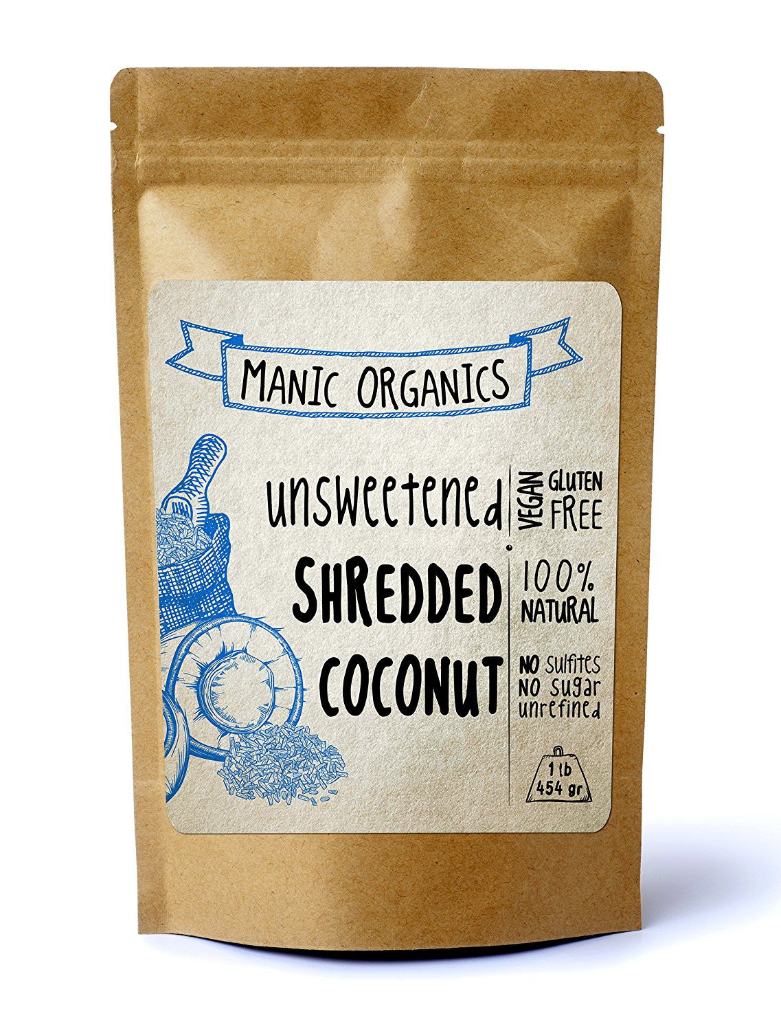 Shredded Coconut - Unsweetened Organic Vegan Paleo Kosher Non GMO Coconut Meat - Hand Picked Organically Grown Coconuts - No Sulfites All Natural