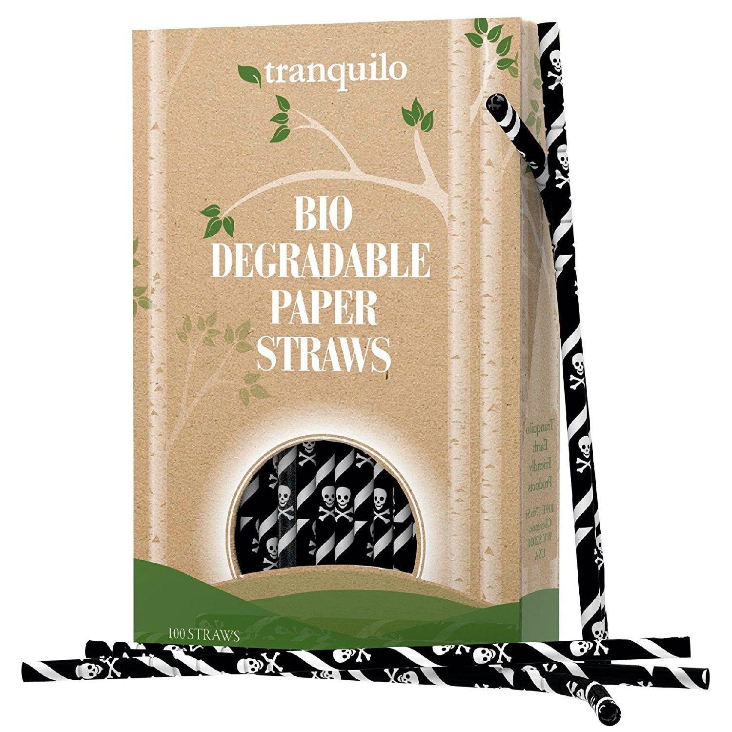 Pirate Birthday Party Paper Straws - Box Of 100 Biodegradable Paper Straws - Made In The USA - Perfect For Birthday Parties
