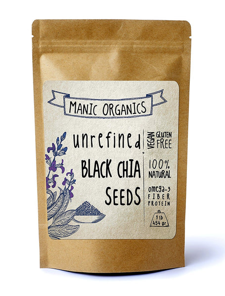Chia Seeds - Black Chia Seeds - Organic Non GMO Vegan Kosher Paleo - Mayan Superfood - Organically Grown & Hand Picked -